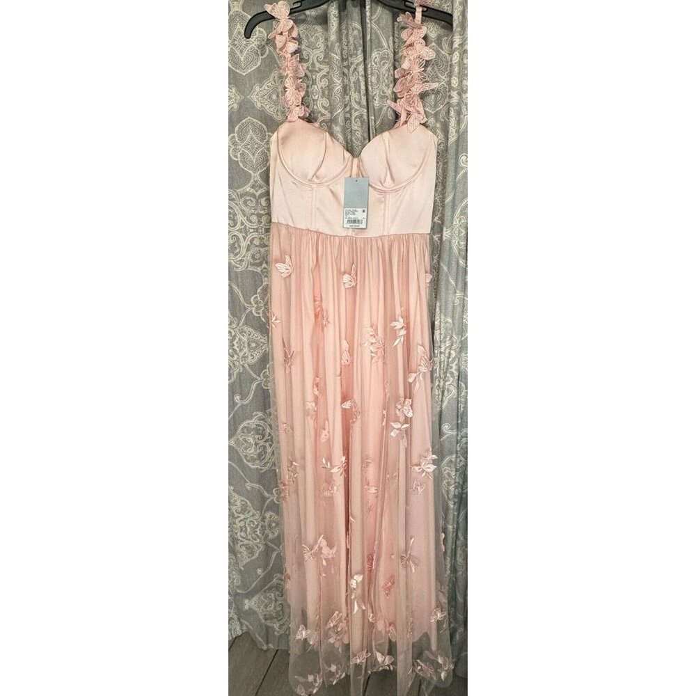 Antonio Melani Mely Satin Embroidered Tulle Dress 3D Butterflies Size 12 - Picture 7 of 14